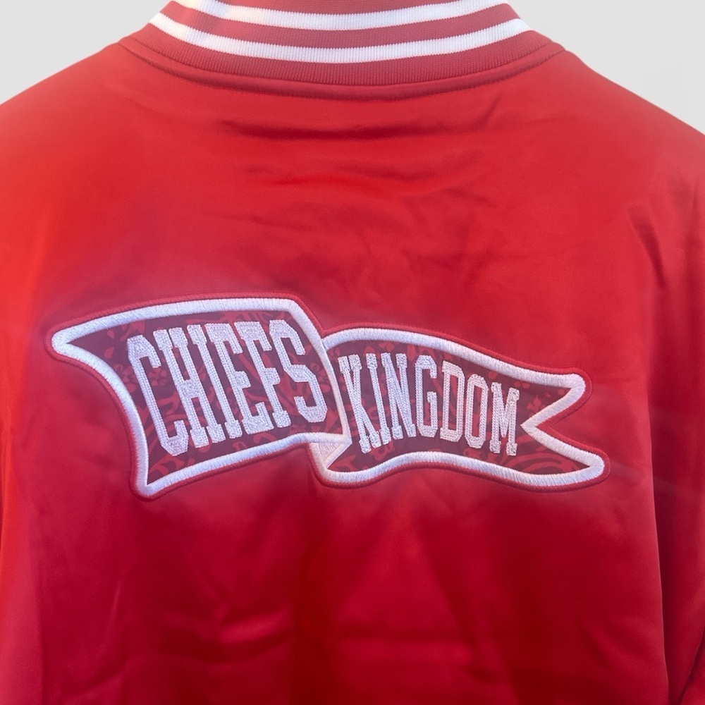 Free People KC The Wild Collective Bomber Jacket Size Large Red Chiefs NFL NWT - Picture 9 of 15